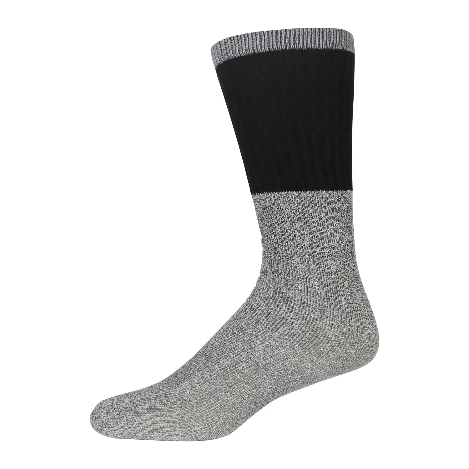 12 Pairs of Thermal Tube Socks for Hiking, Grey With Colored Tops, 10-13