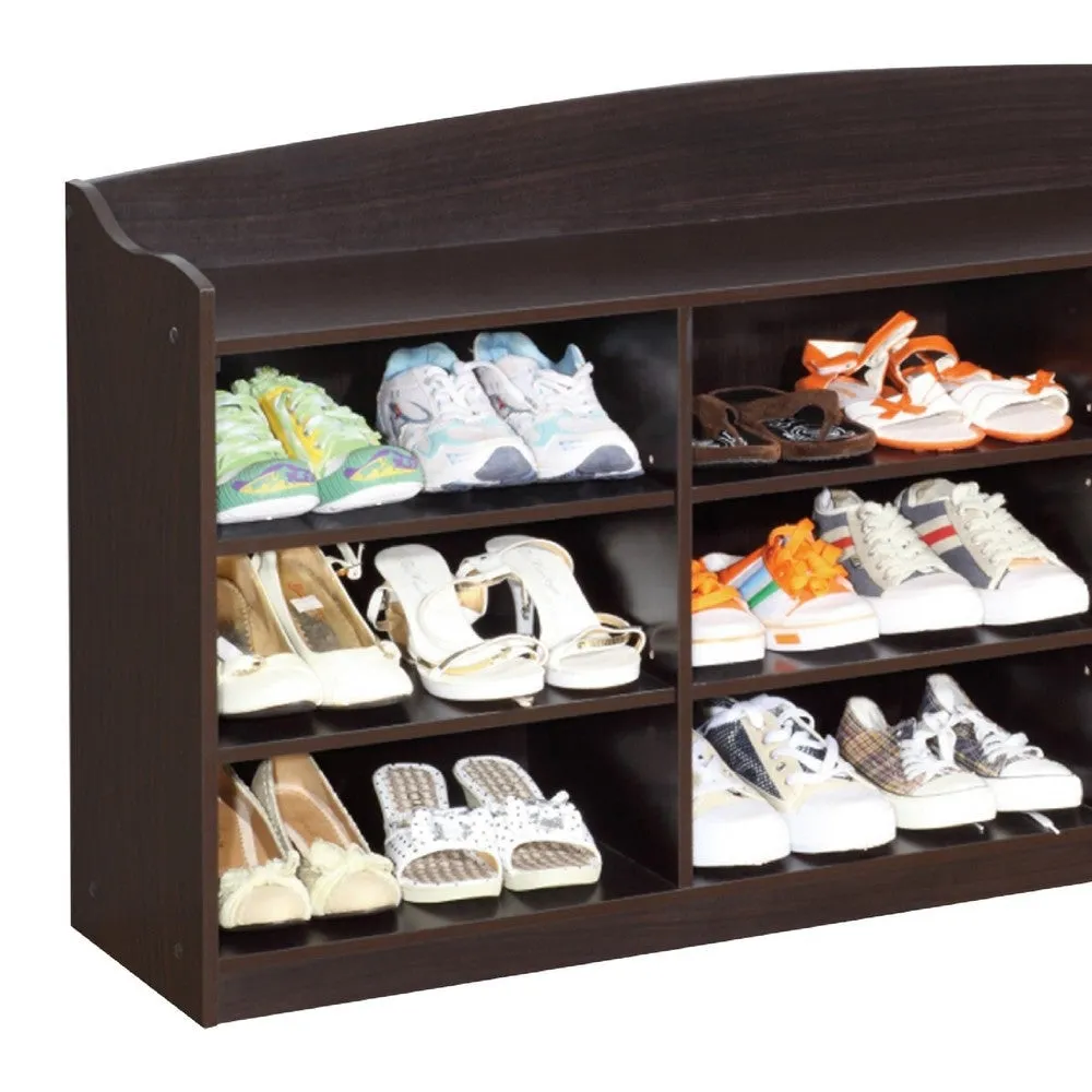 48 Inch Classic Wood Shoe Rack, 9 Cubbies, Elegant Wood Grains, Dark Brown By Casagear Home