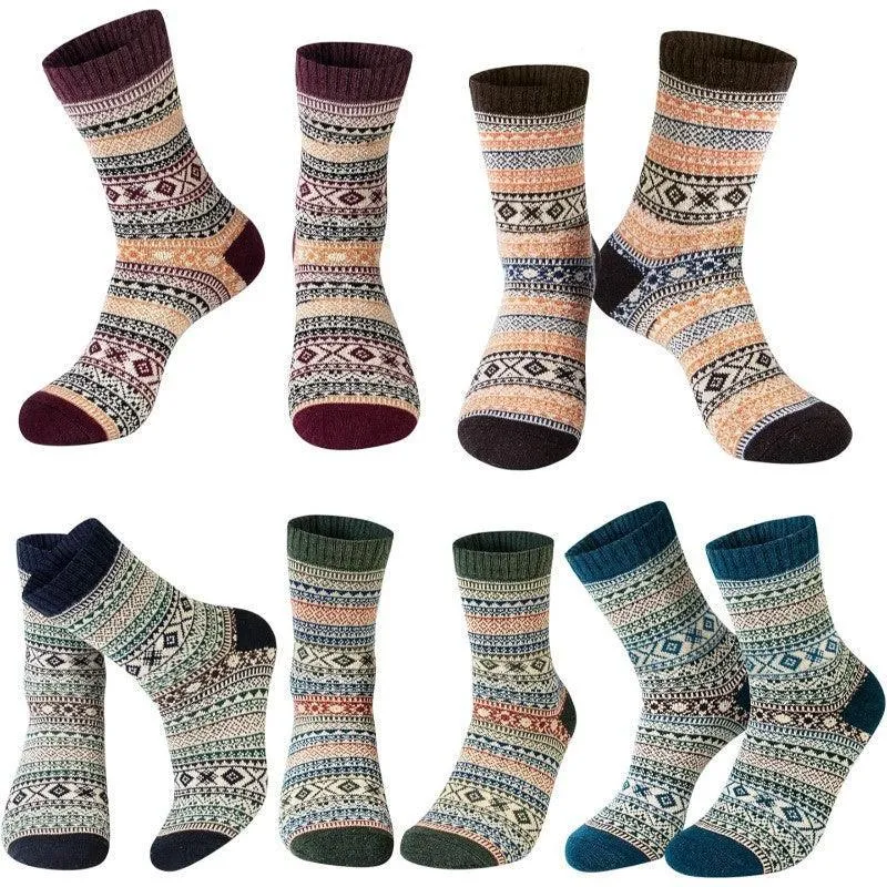 5 Pairs Winter Knit Wool Socks – Soft and Warm Comfort