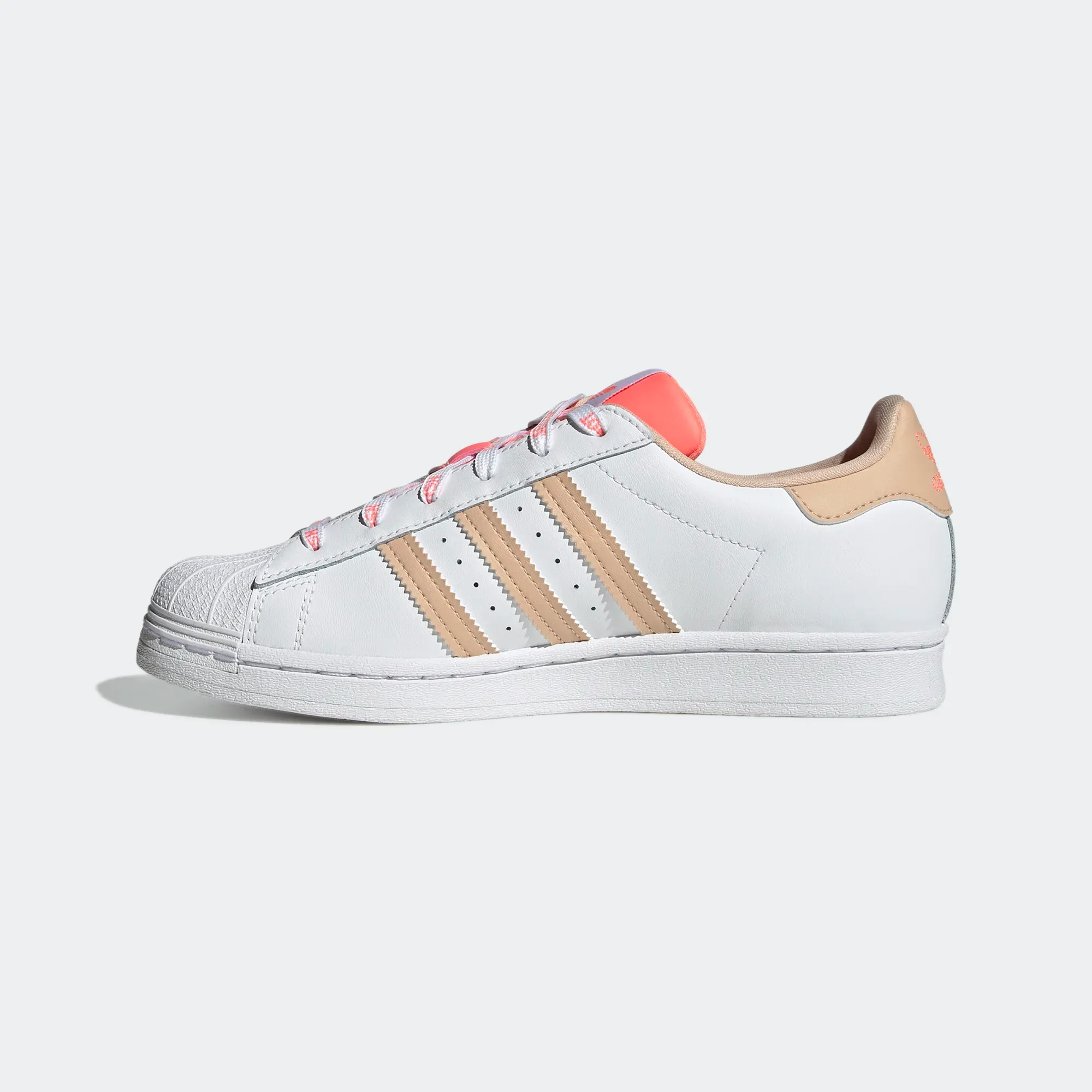 Adidas Women's Superstar Shoes - Cloud White / Halo Blush / Acid Red