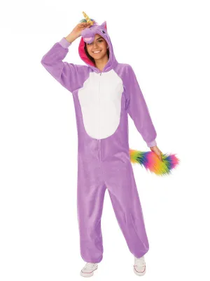 Adult Costume - Purple Unicorn Hooded Onesie Costume