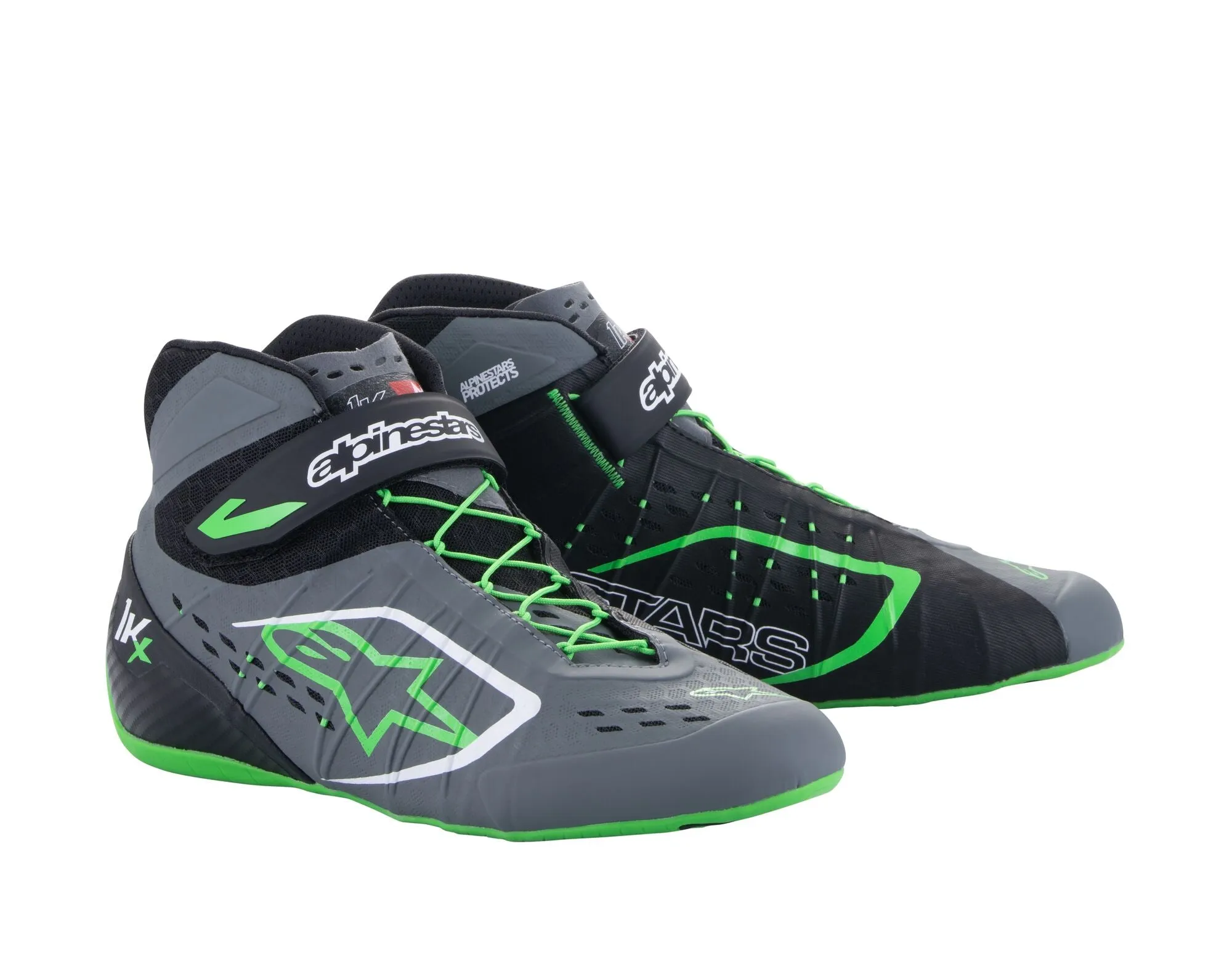 ALPINESTARS 2712123_1116_8,5 Karting shoes TECH-1 KX V2, black/dark grey/green fluo, Size 41