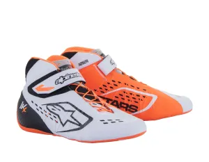 ALPINESTARS 2712123_2041_10,5 Karting shoes TECH-1 KX V2, white/orange fluo/black, Size 43,5