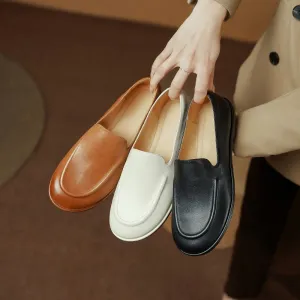 Amozae 2023 new Women pumps natural leather 22-25cm cowhide pigskin full leather round toe soft leather brush off Vintage women shoes