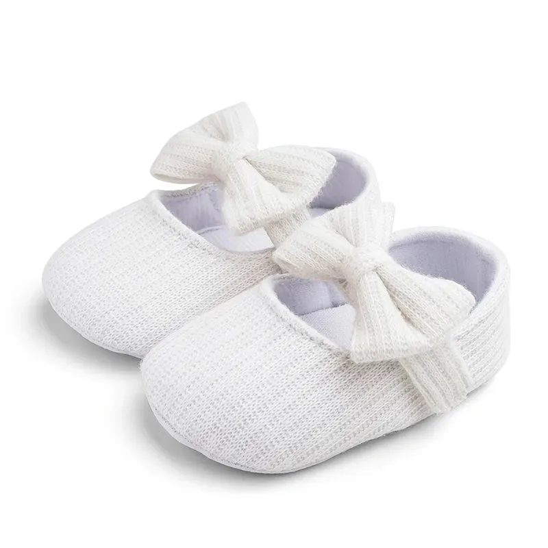 Baby Girl Flower Shape Shoes Knitted Knitting Soft Soles Non-slip Flowers Bow Tie Infant Newborns First Walkers Toddler Girl Sho