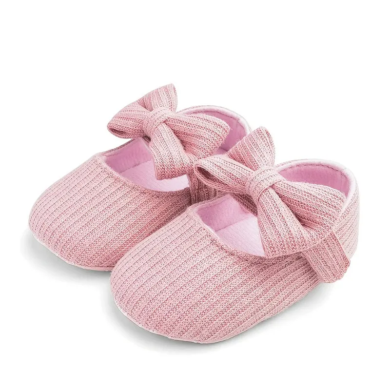 Baby Girl Flower Shape Shoes Knitted Knitting Soft Soles Non-slip Flowers Bow Tie Infant Newborns First Walkers Toddler Girl Sho