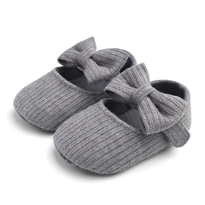 Baby Girl Flower Shape Shoes Knitted Knitting Soft Soles Non-slip Flowers Bow Tie Infant Newborns First Walkers Toddler Girl Sho