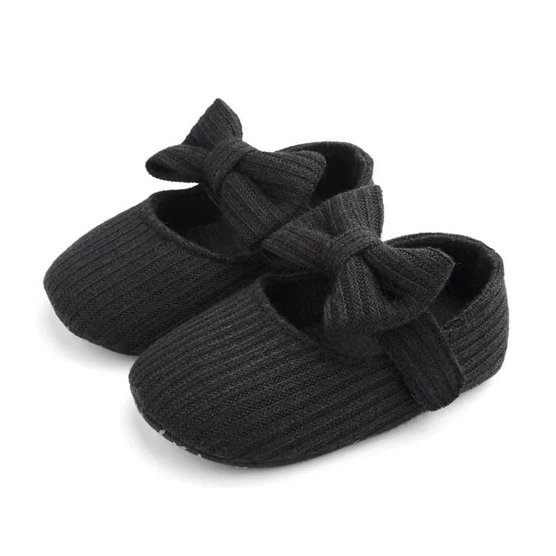 Baby Girl Flower Shape Shoes Knitted Knitting Soft Soles Non-slip Flowers Bow Tie Infant Newborns First Walkers Toddler Girl Sho