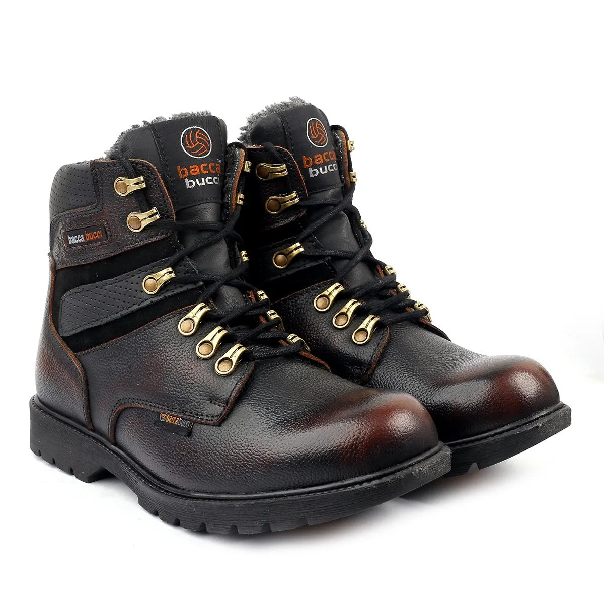 Bacca Bucci 6 Inches Steel Toe Cap Genuine Grain Leather Boots | Snow Boots with Fur