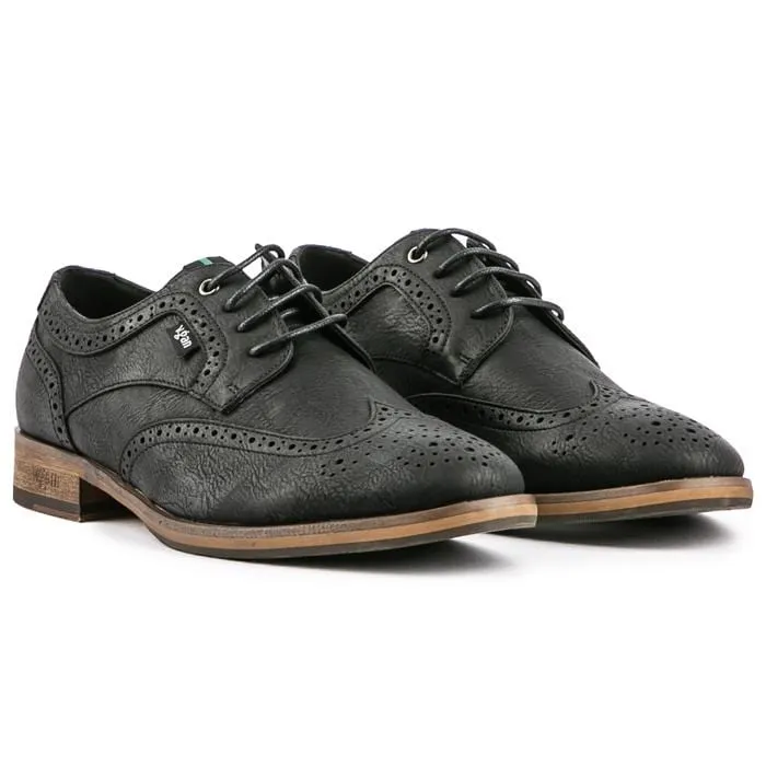 Barley Men's Vegan Leather Brogue Shoes | Black