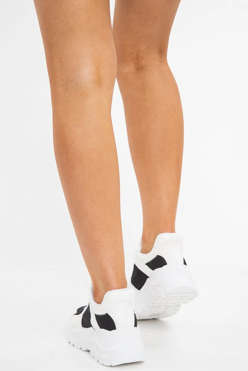 Black and White Contrast Trainers with Iridescent Detail - Lolli