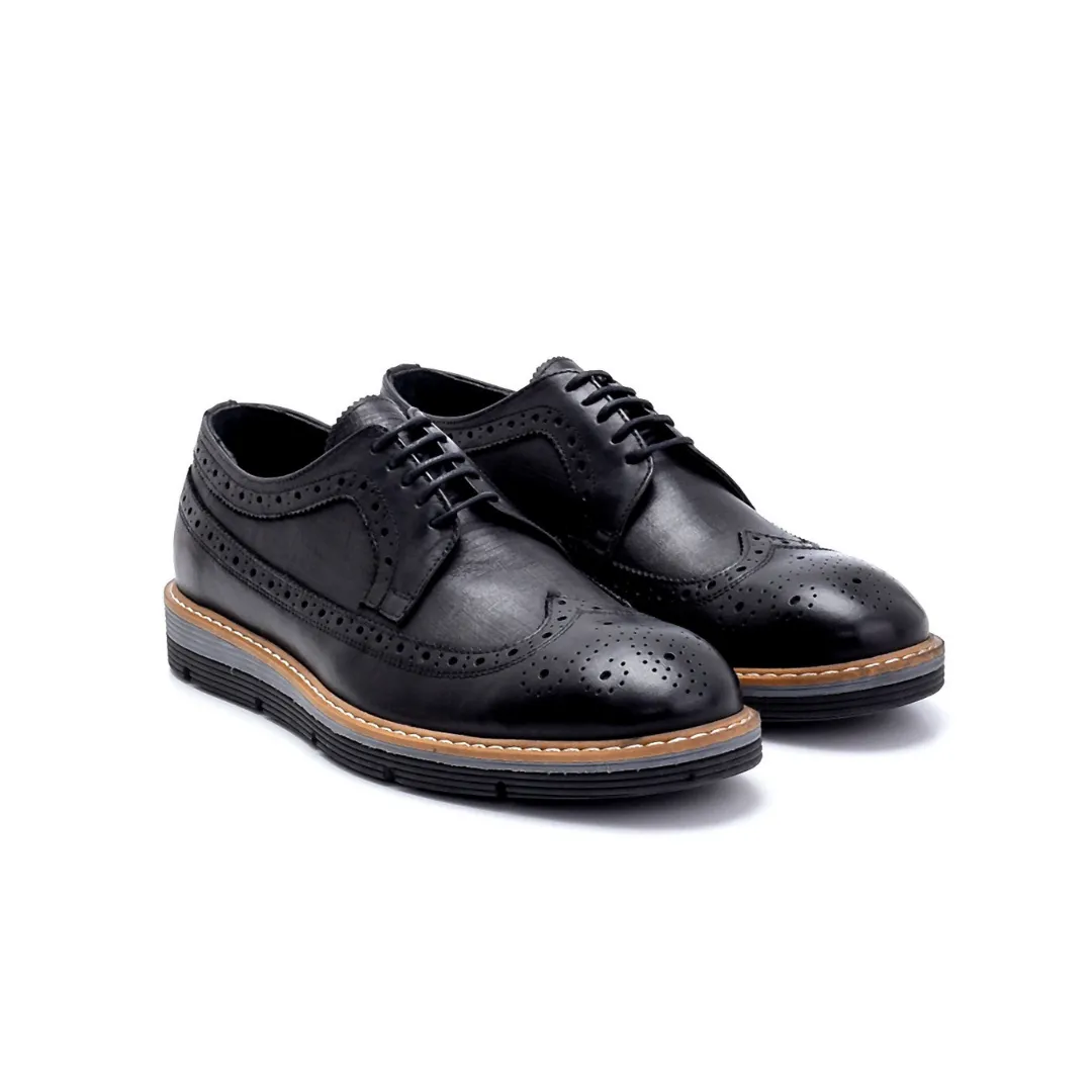 Black Men Leather Casual Shoe