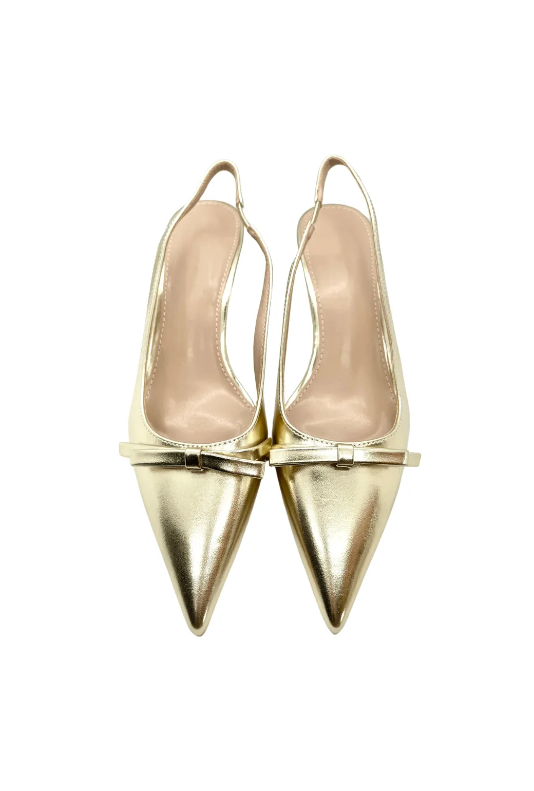 Bow Kitten Slingbacks - Gold