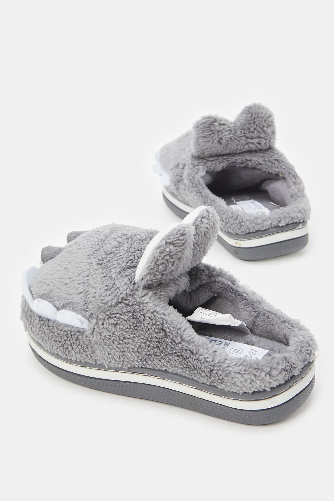 Boys Grey 3D Animal Slippers