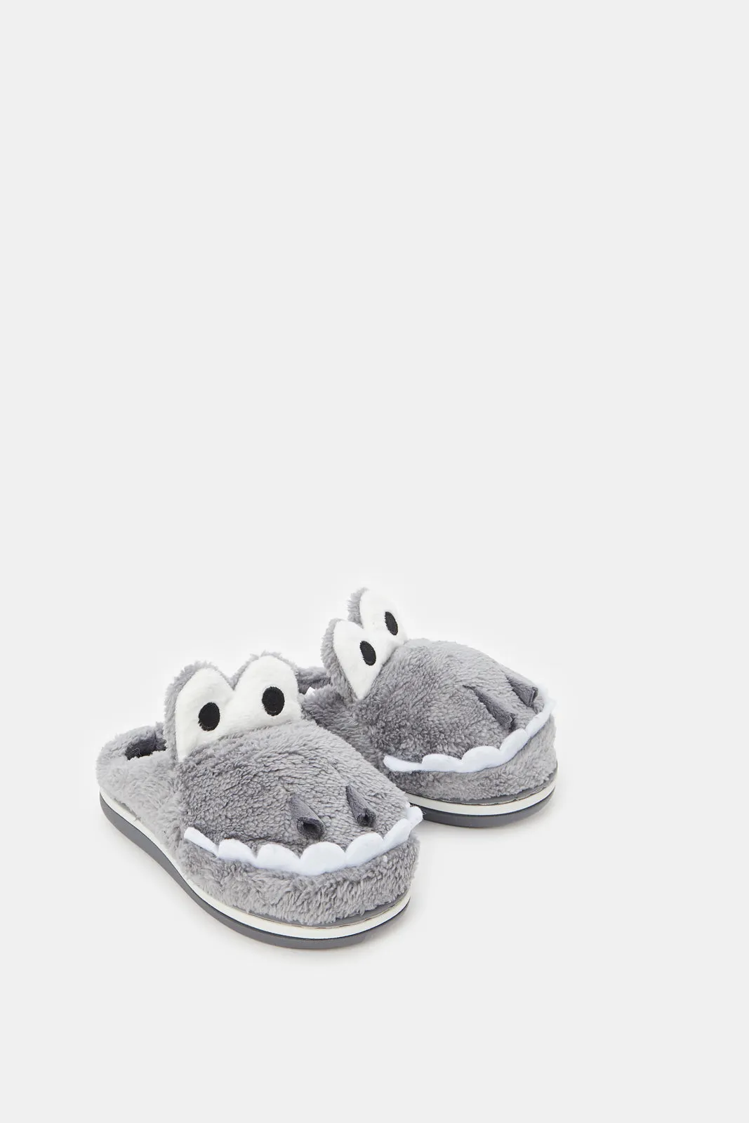 Boys Grey 3D Animal Slippers