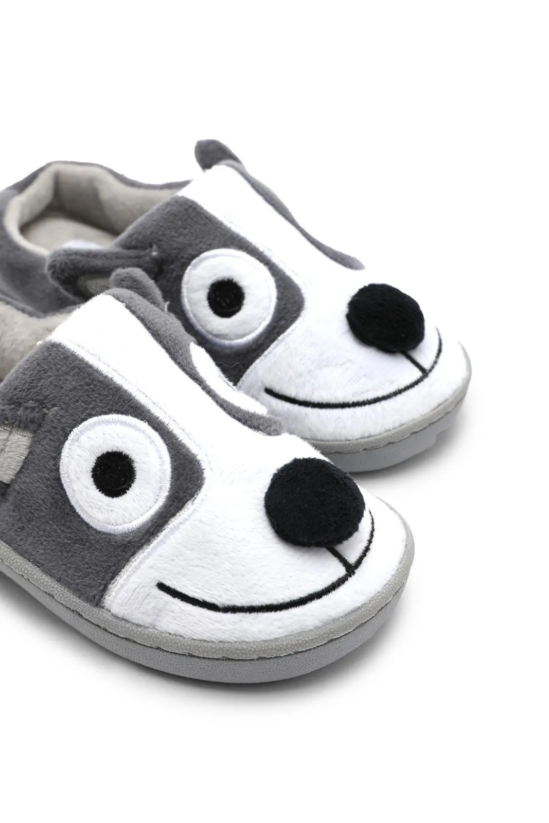 Boys Grey Character Panda Slipper