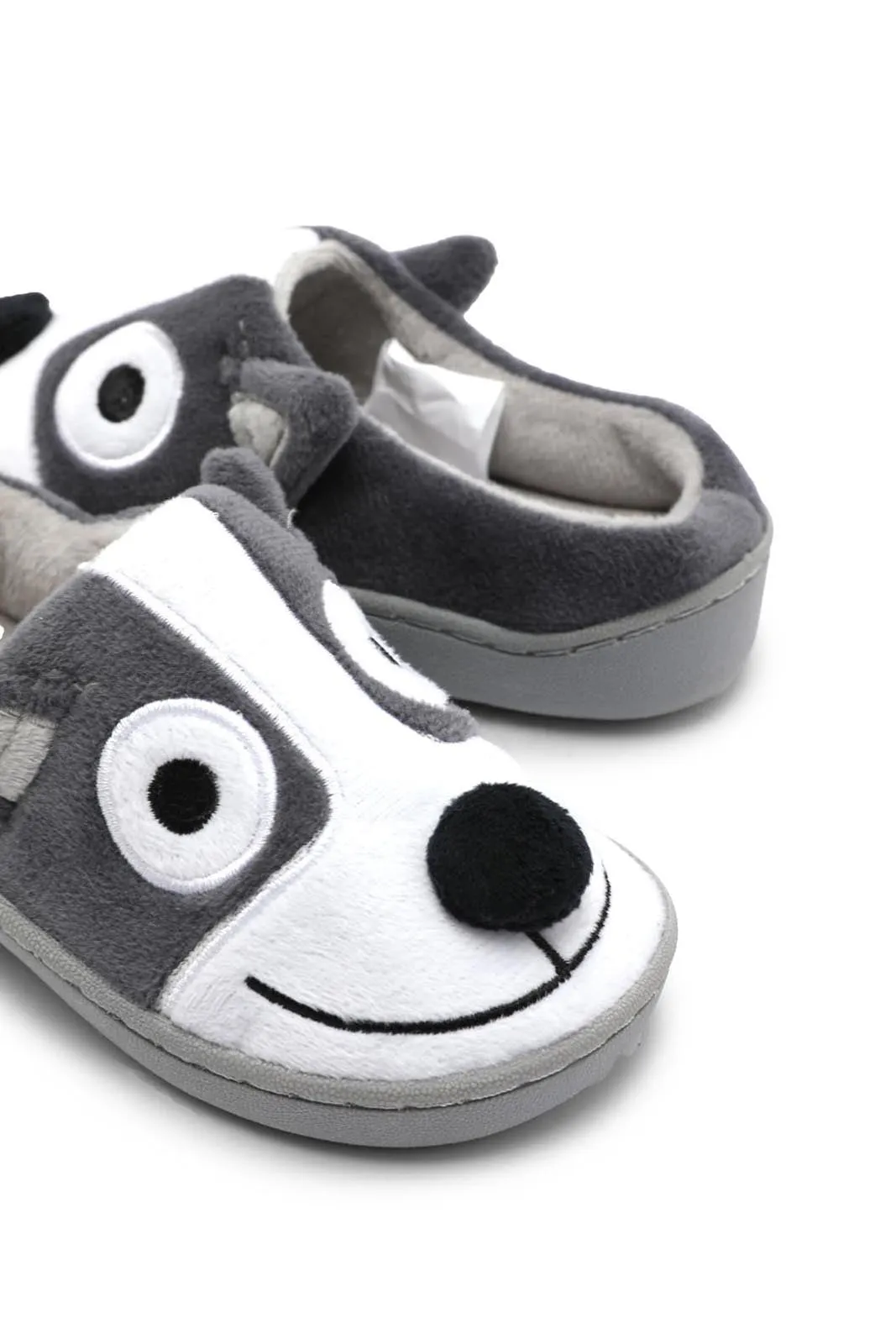 Boys Grey Character Panda Slipper