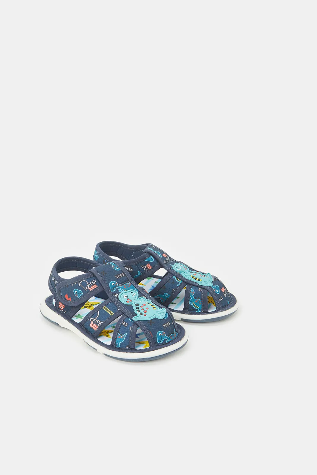 Boys Navy Dinosaur Pumps