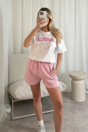 California baby pink printed t-shirt and shorts