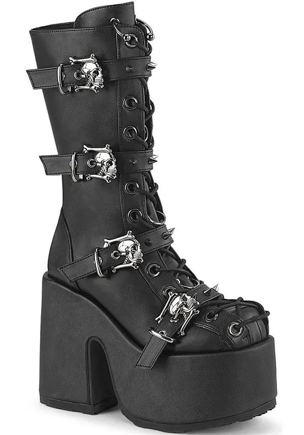 CAMEL-115 [Black Vegan Leather] | PLATFORM BOOTS [PREORDER]