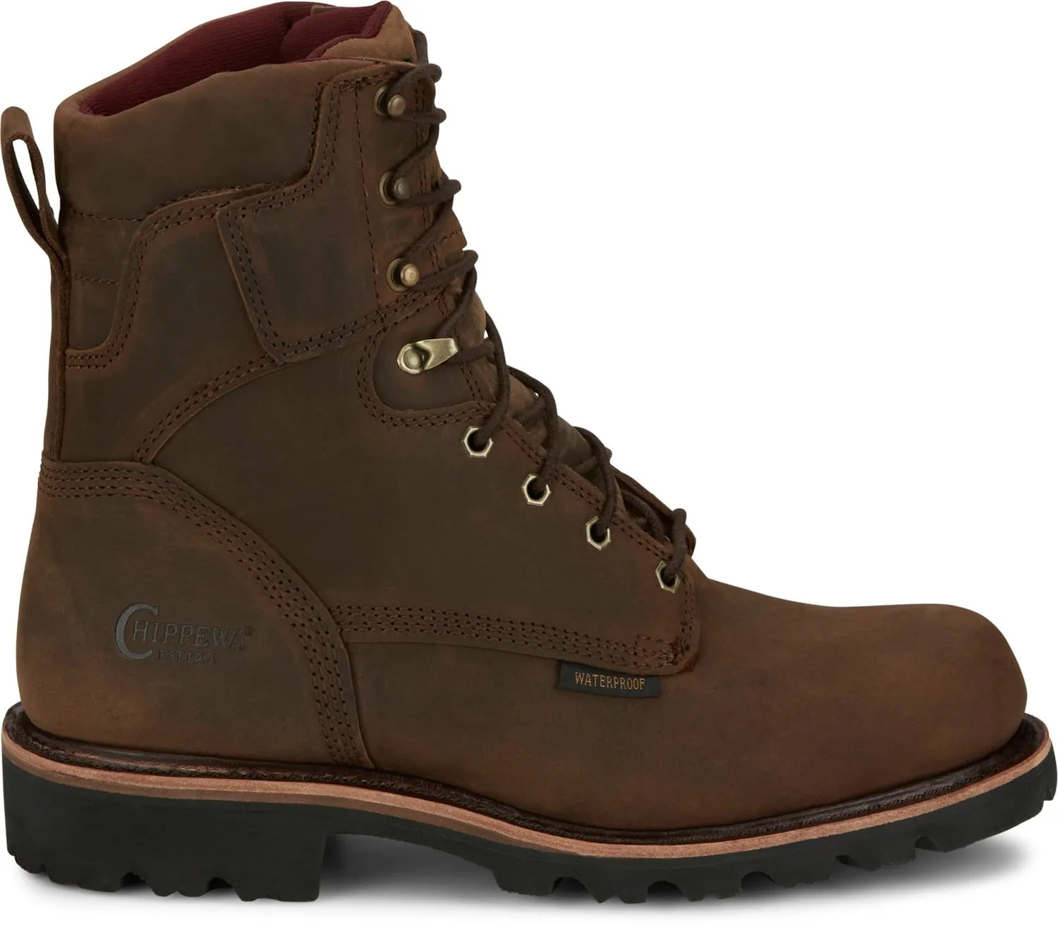 Chippewa Mens Super DNA 8in WP 400G Bay Apache Leather Work Boots