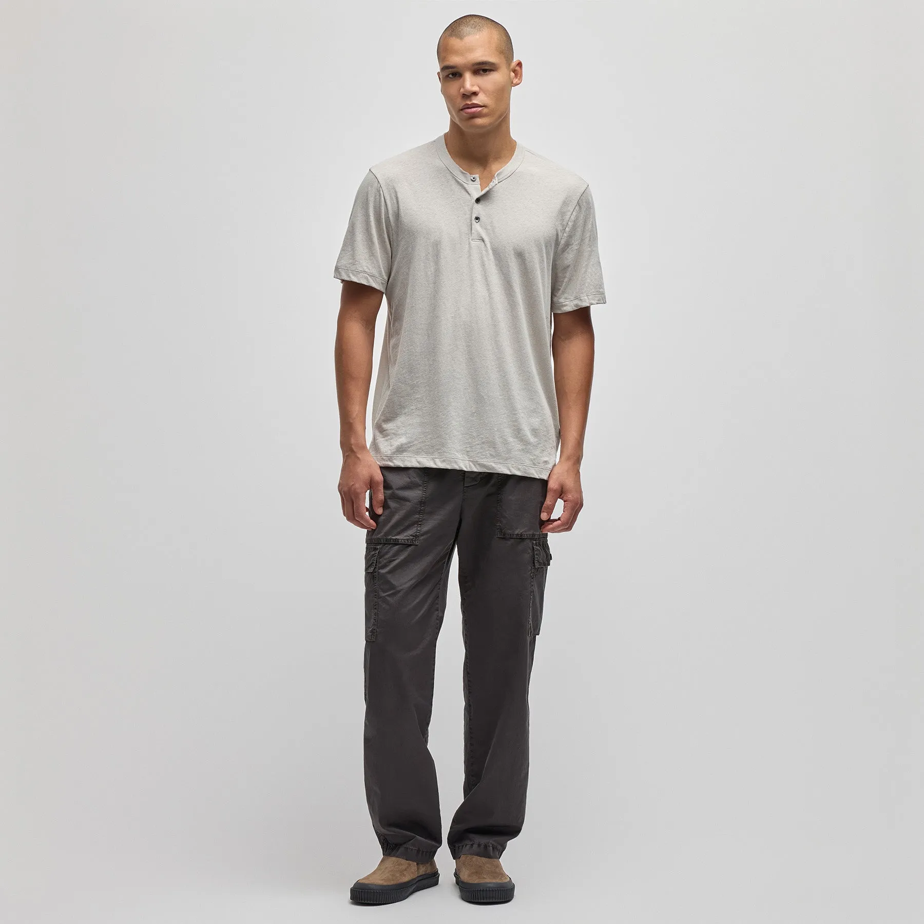 Cotton Jersey Short Sleeve Henley - Salt