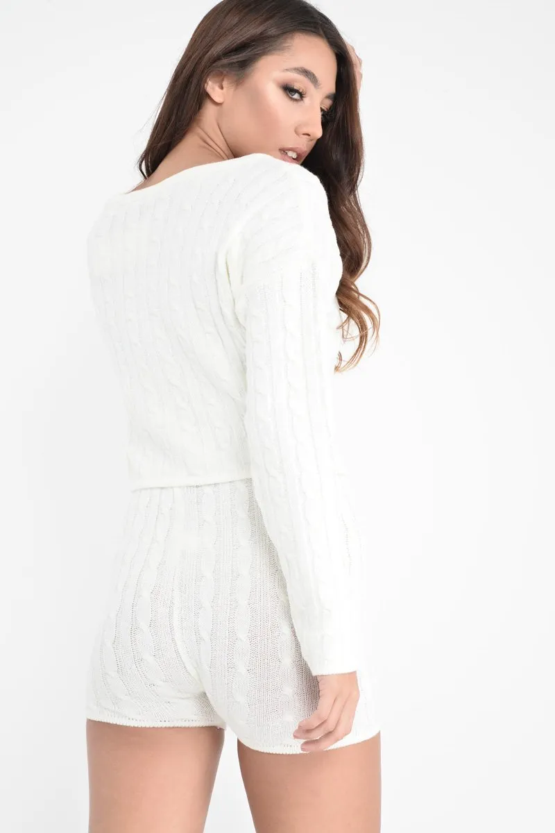 Cream Cable Knit Loungewear Set - Karlie