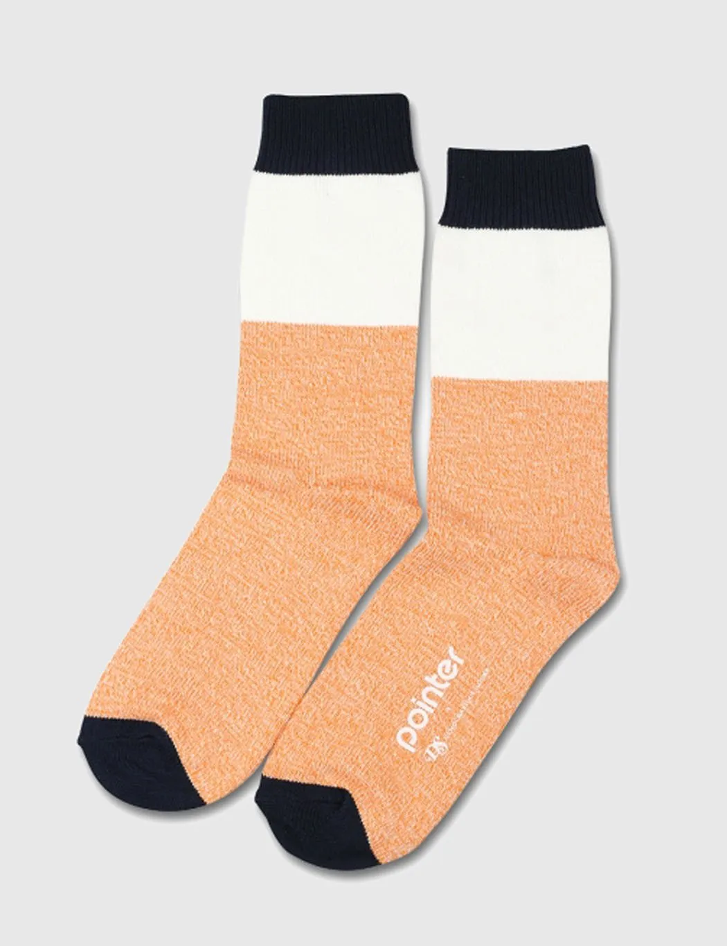 Democratique x Pointer Relax Block Socks - Navy/White/Orange