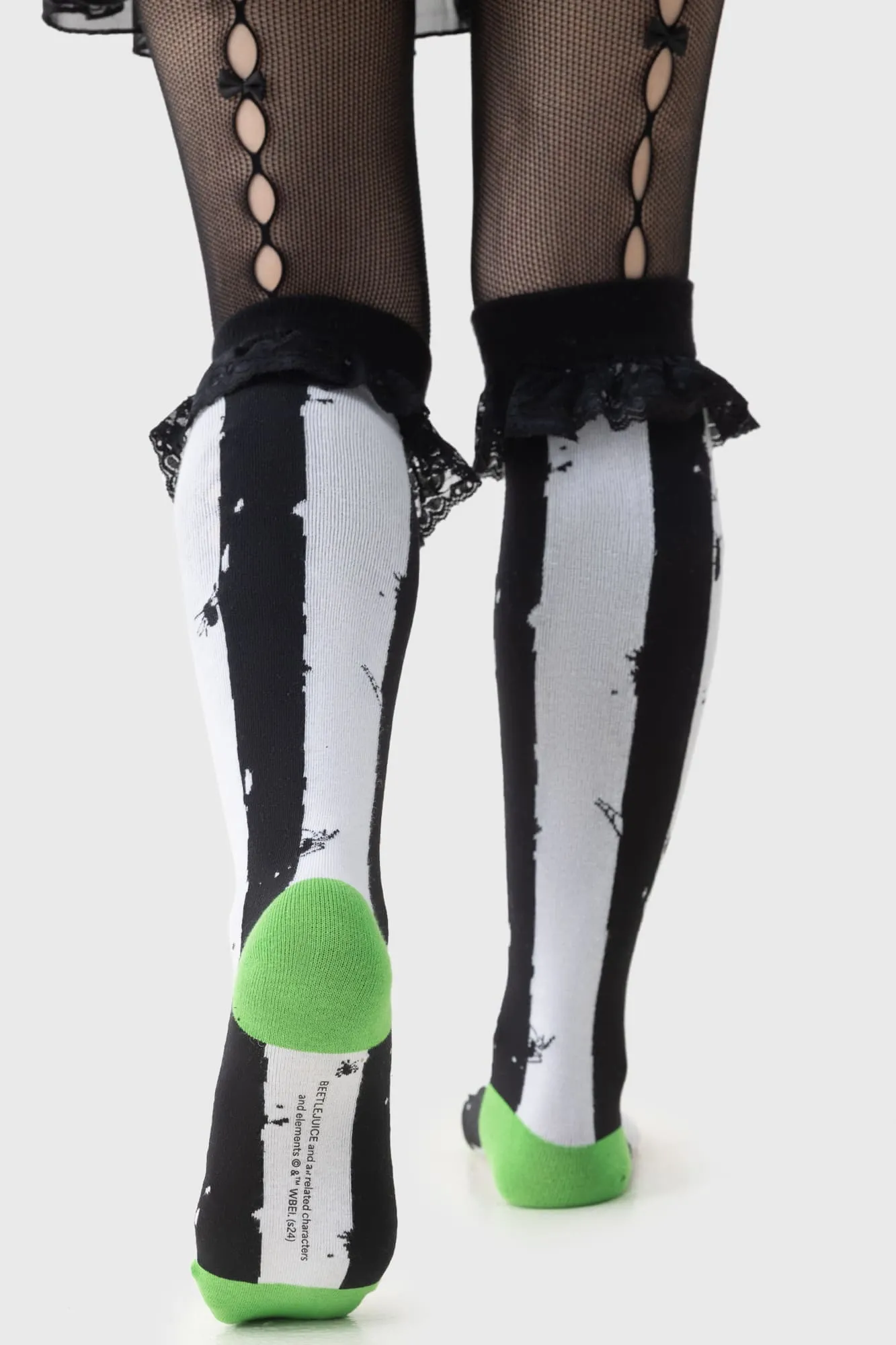 Distressed Stripe Knee High Socks