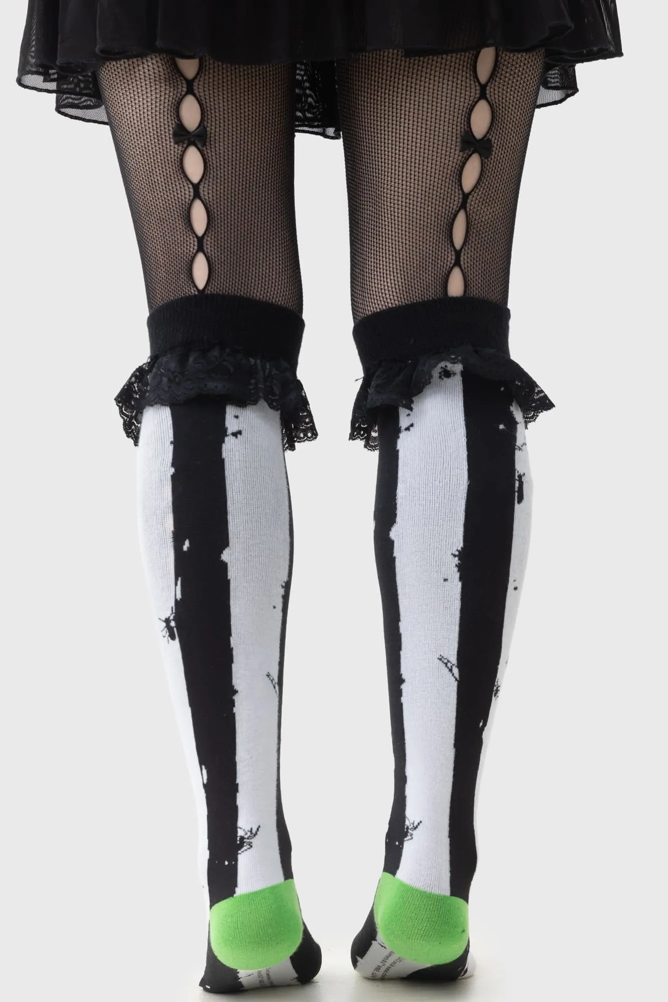 Distressed Stripe Knee High Socks