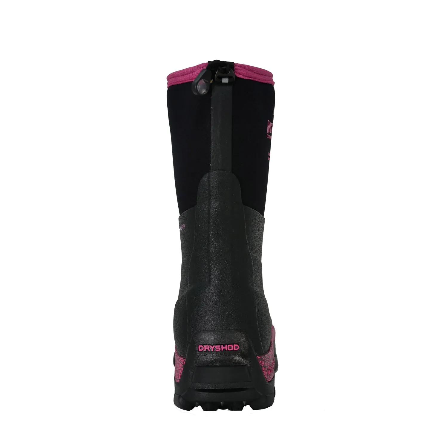 Dryshod Womens Arctic Storm Mid Black/Pink Neoprene Extreme-Cold Snow Boots