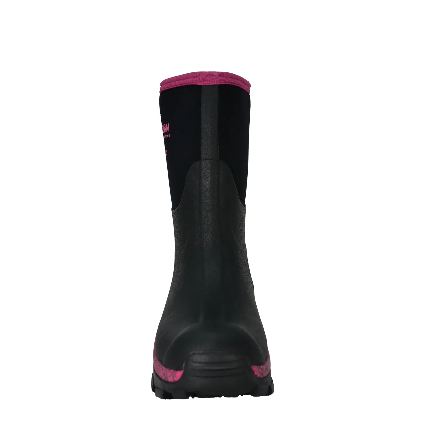 Dryshod Womens Arctic Storm Mid Black/Pink Neoprene Extreme-Cold Snow Boots