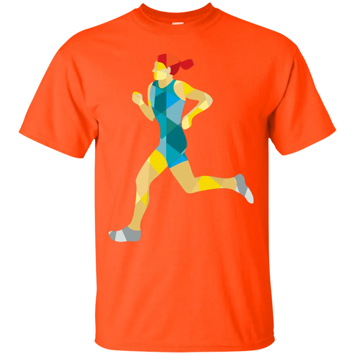 Female Triathlete Marathon Runner Low Polygon T-Shirt