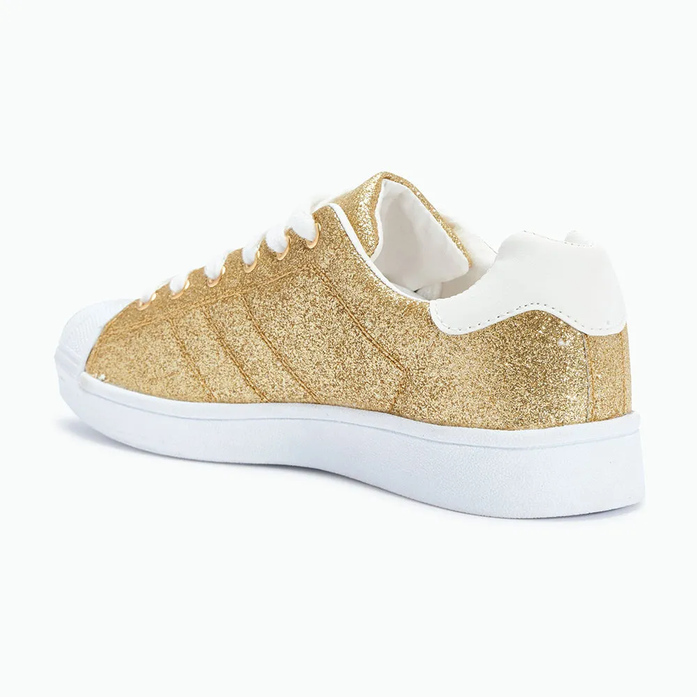 Flat Lace Up Trainer Glitter