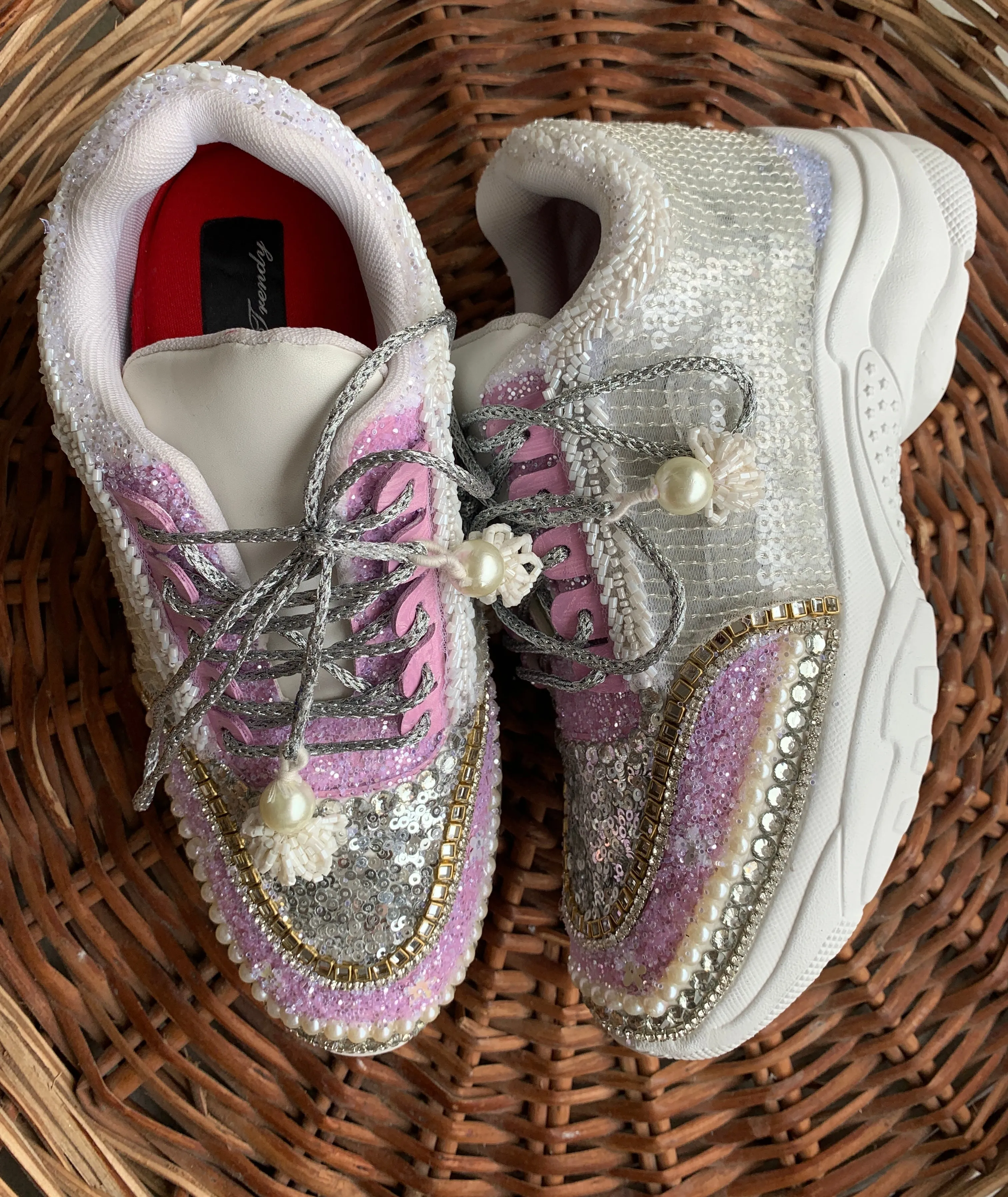 Funky N Trendy hand crafted purple theme bridal sneakers/ bridesmaid sneaker / lavender sneakers