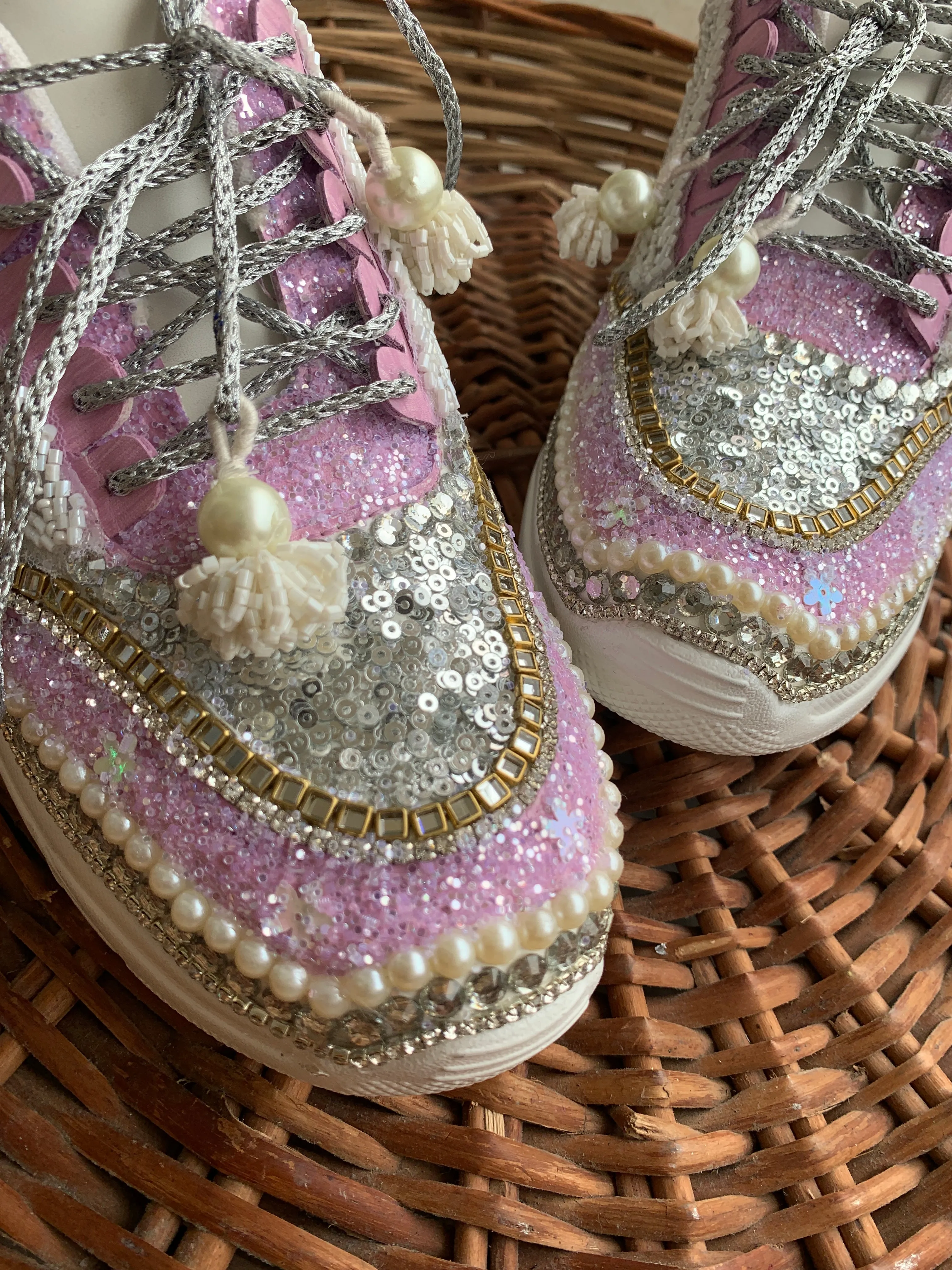 Funky N Trendy hand crafted purple theme bridal sneakers/ bridesmaid sneaker / lavender sneakers