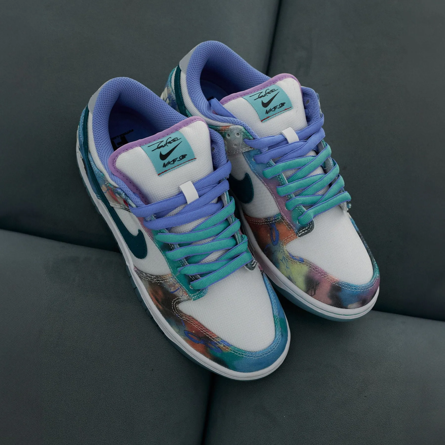 Futura Laboratories x Nike Dunk SB Low 'Bleached Aqua'