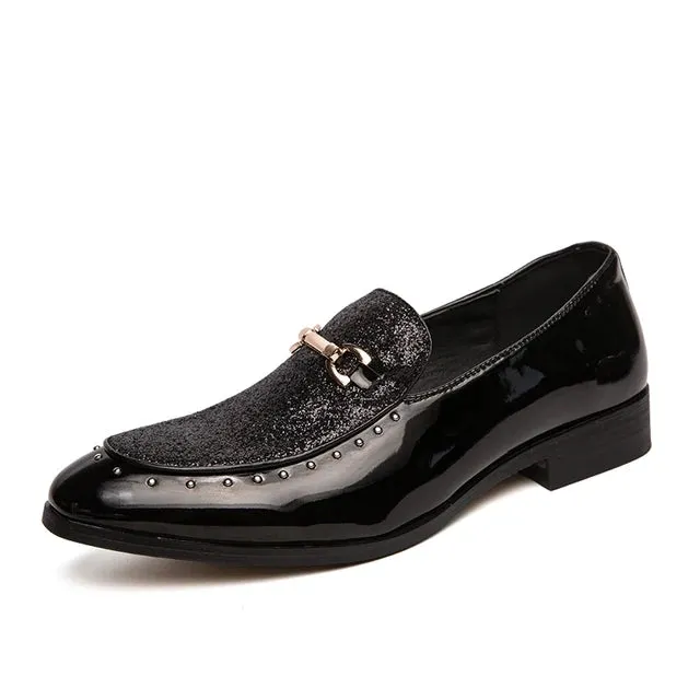 Geometric Pattern Rivet Appliques Loafers