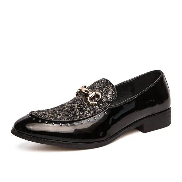 Geometric Pattern Rivet Appliques Loafers