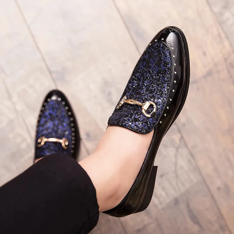 Geometric Pattern Rivet Appliques Loafers