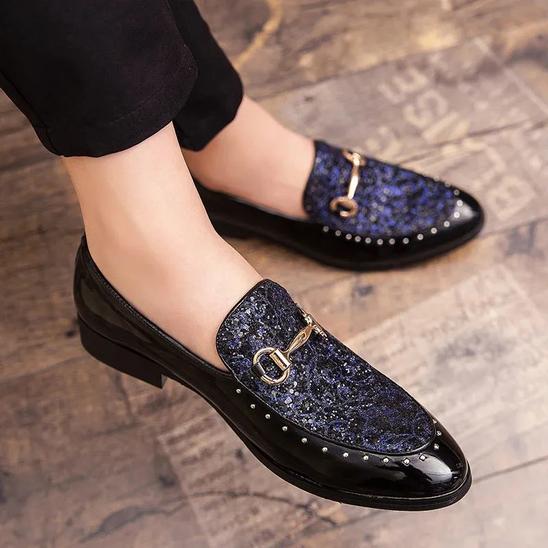 Geometric Pattern Rivet Appliques Loafers