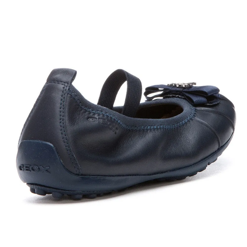 Geox J Piuma Ballerina Navy Strap Shoes