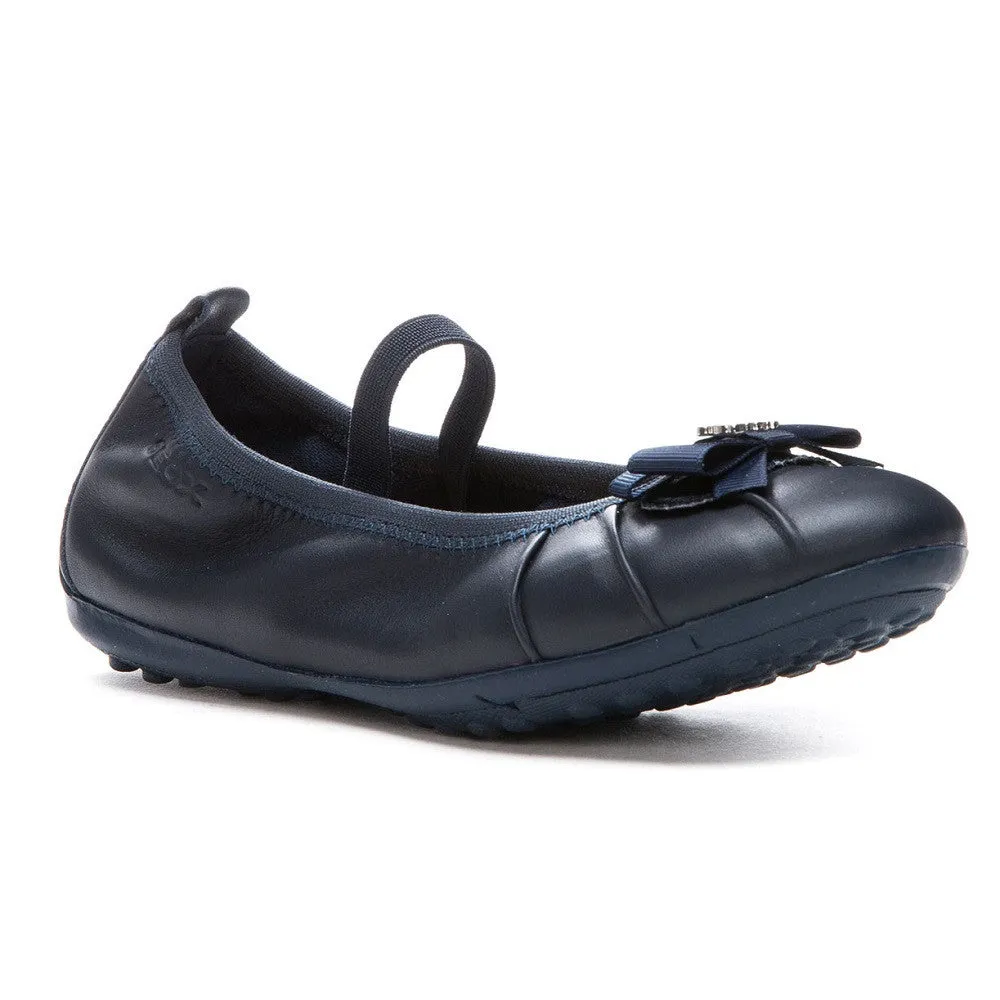 Geox J Piuma Ballerina Navy Strap Shoes