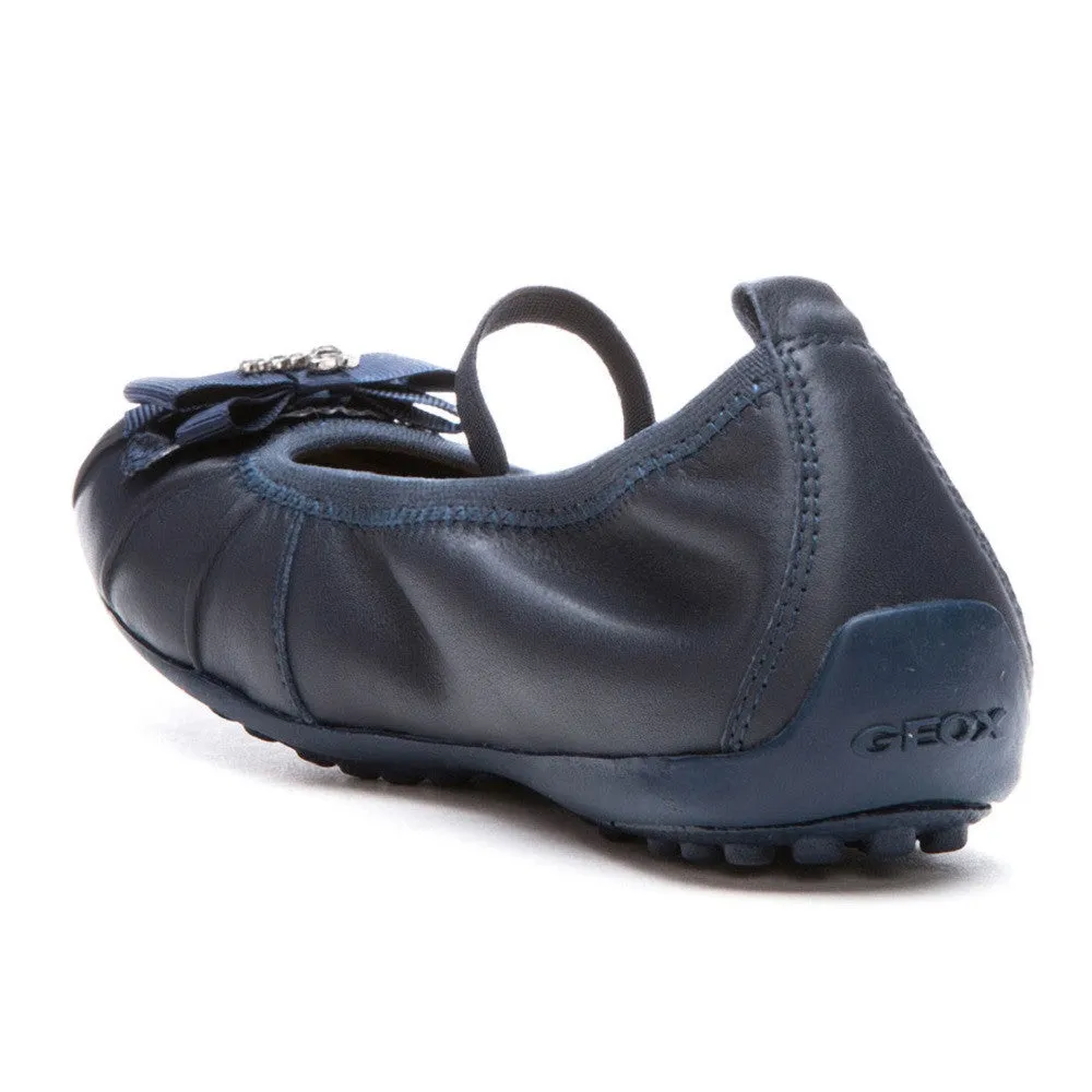 Geox J Piuma Ballerina Navy Strap Shoes