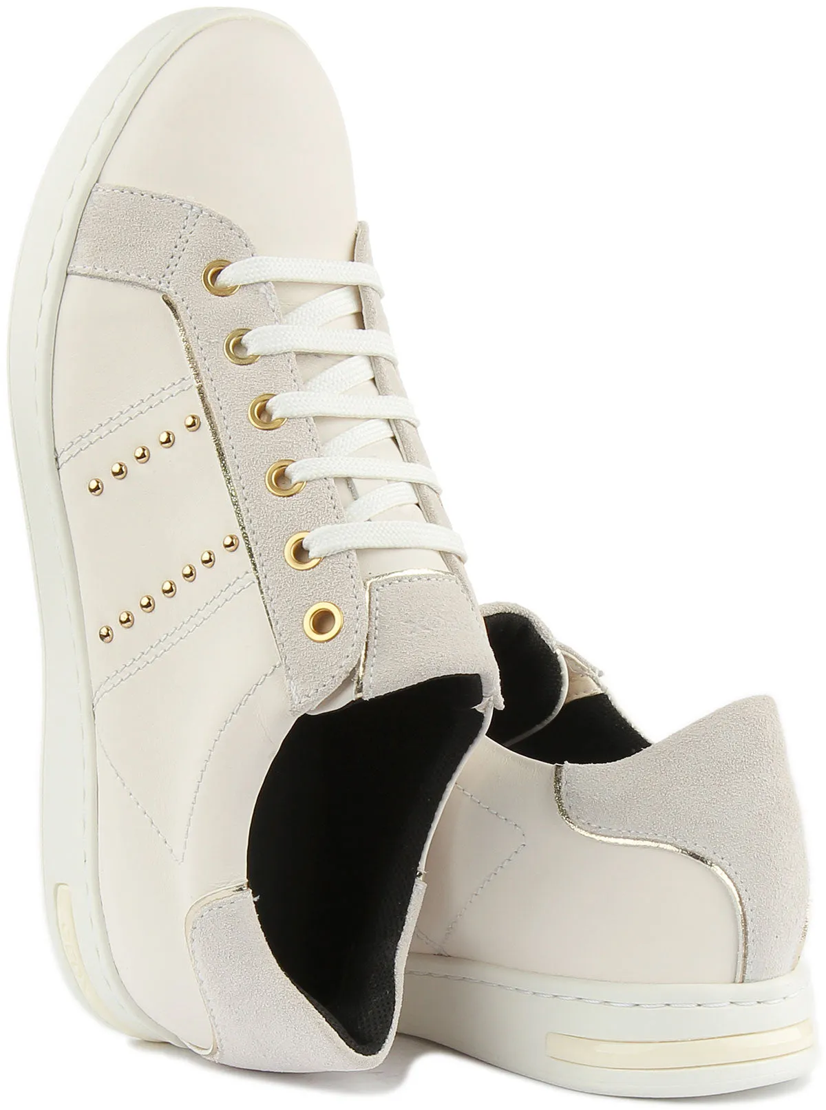 Geox Jaysen Trainers In White Gold For Women