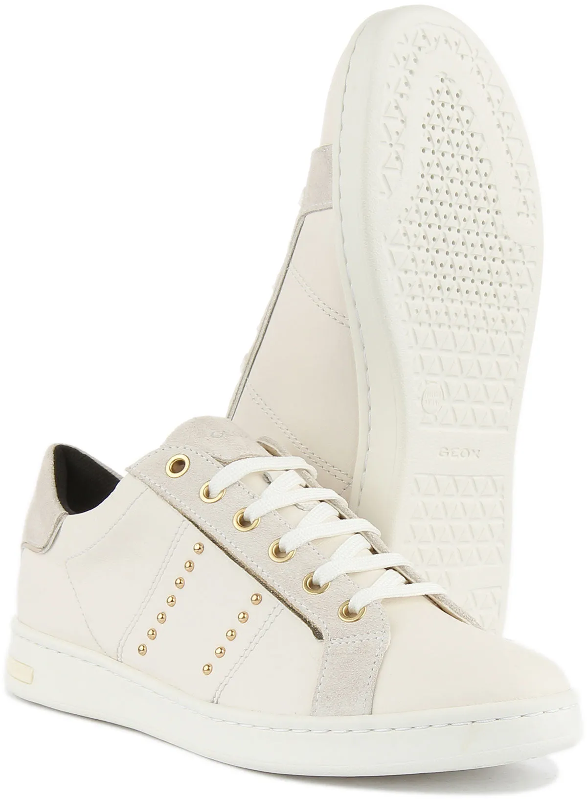 Geox Jaysen Trainers In White Gold For Women