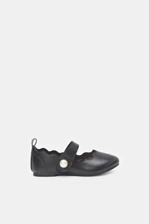 Girls Black Pearl Detail Ballerina