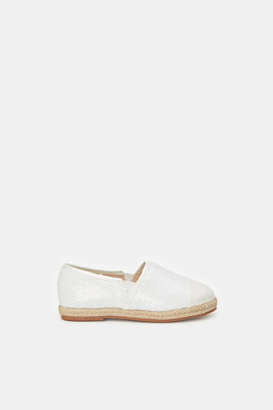 Girls Cream Sequence Espadrilles