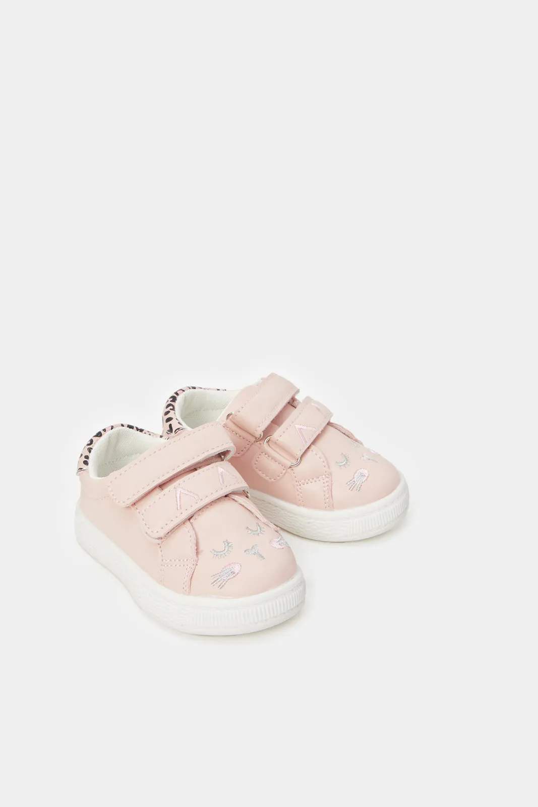 Girls Pink Embellished Sneakers