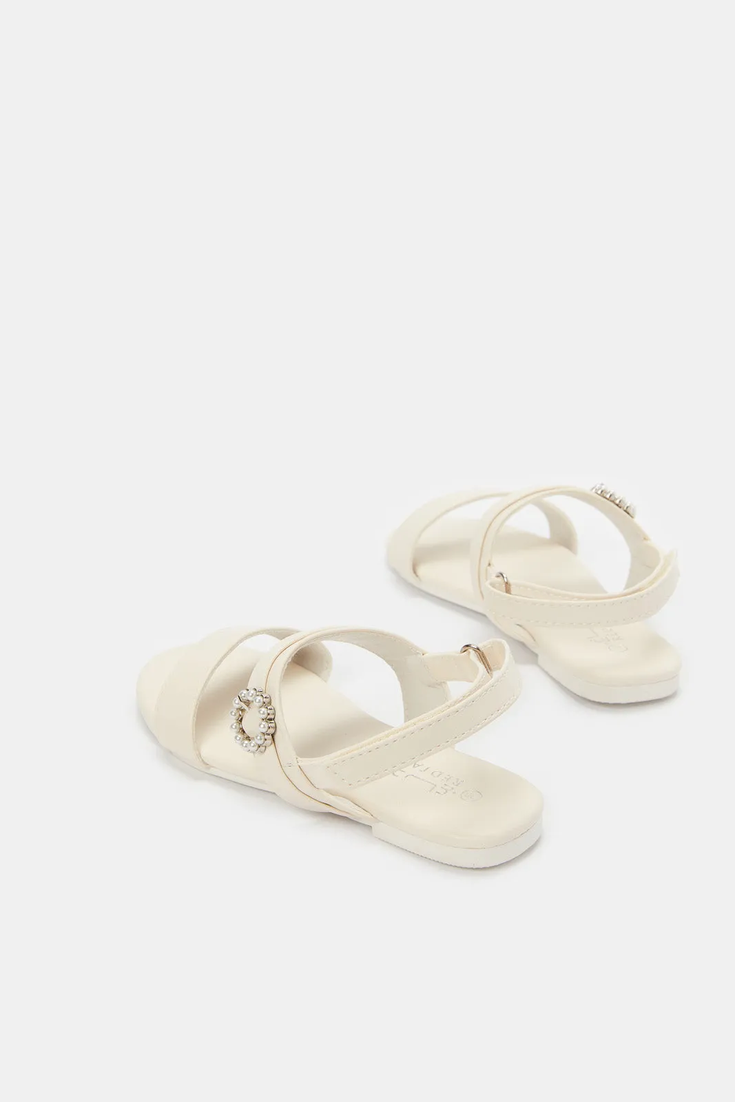 Girls White Pearl Backstrap Sandal